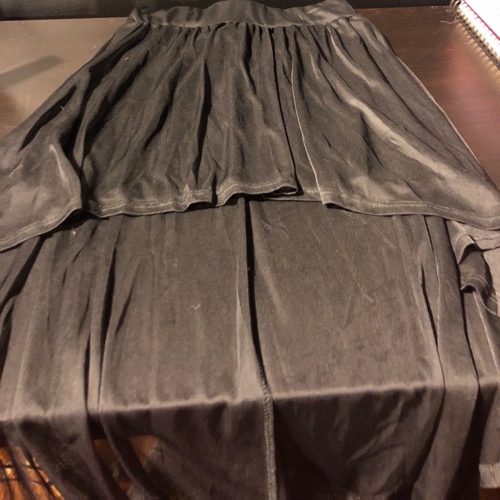 Black flowy high low asymmetrical skirt